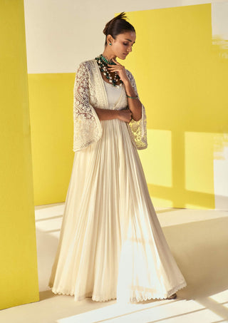 Ridhi Mehra-Dafiya Ivory Anarkali And Jacket-INDIASPOPUP.COM