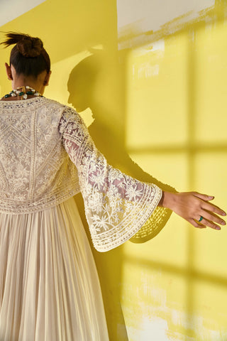 Ridhi Mehra-Dafiya Ivory Anarkali And Jacket-INDIASPOPUP.COM