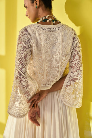Ridhi Mehra-Dafiya Ivory Anarkali And Jacket-INDIASPOPUP.COM