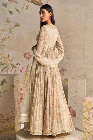 Ridhi Mehra-Flair Ivory Printed Anarkali And Dupatta-INDIASPOPUP.COM
