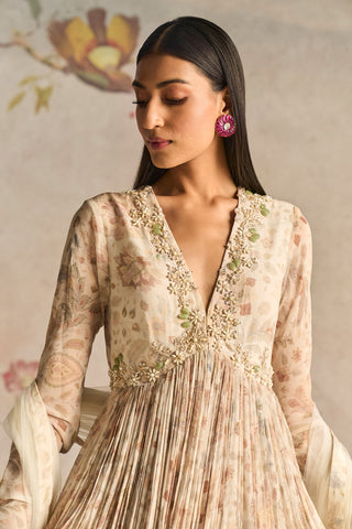 Ridhi Mehra-Flair Ivory Printed Anarkali And Dupatta-INDIASPOPUP.COM
