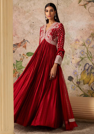Ridhi Mehra-Sway Red Anarkali And Dupatta-INDIASPOPUP.COM
