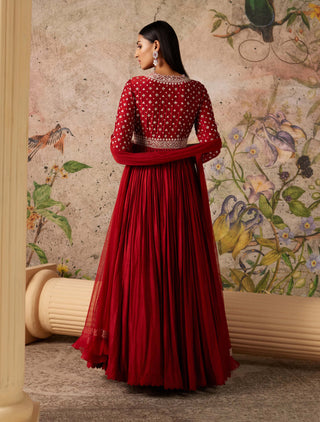 Ridhi Mehra-Sway Red Anarkali And Dupatta-INDIASPOPUP.COM