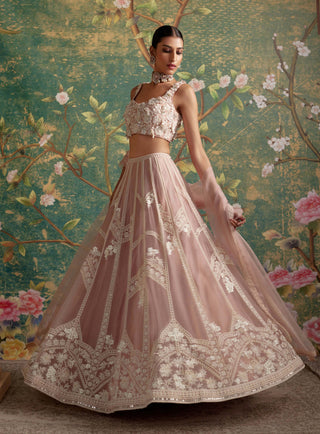 Ridhi Mehra-Grace Dusky Pink Lehenga Set-INDIASPOPUP.COM