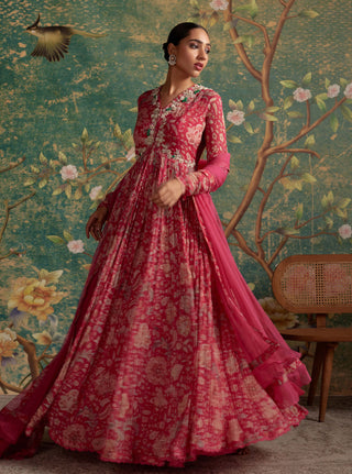 Ridhi Mehra-Flair Fuchsia Anarkali And Dupatta-INDIASPOPUP.COM