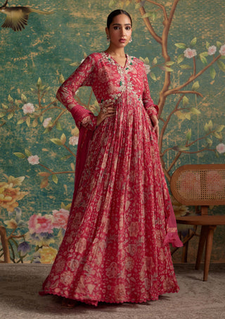 Ridhi Mehra-Flair Fuchsia Anarkali And Dupatta-INDIASPOPUP.COM
