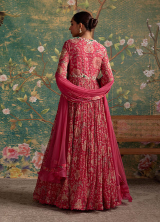 Ridhi Mehra-Flair Fuchsia Anarkali And Dupatta-INDIASPOPUP.COM