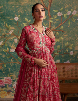 Ridhi Mehra-Flair Fuchsia Anarkali And Dupatta-INDIASPOPUP.COM