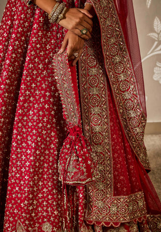 Ridhi Mehra Zaraana Red Lehenga Set available on indiaspopup