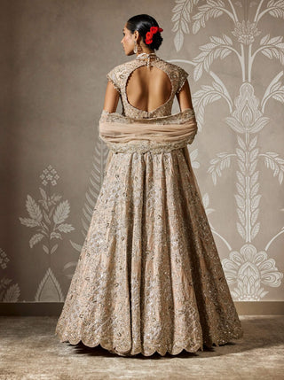 Ridhi Mehra Ziva Champagne Lehenga Set available on indiaspopup