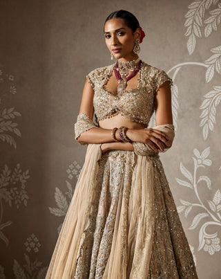 Ridhi Mehra Ziva Champagne Lehenga Set available on indiaspopup