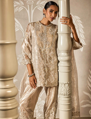 Ridhi Mehra Shaila Water Gold Kurta Set available on indiaspopup
