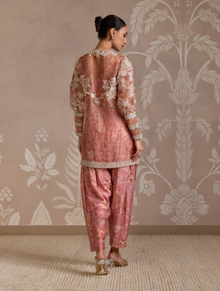 Coral Printed Organza Kurta Set by Ridhi Mehra available on Indiaspopup.com