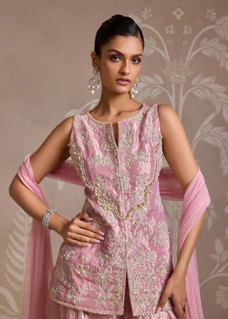 Lilac Gold Embroidered Sharara Set by Ridhi Mehra available on Indiaspopup.com