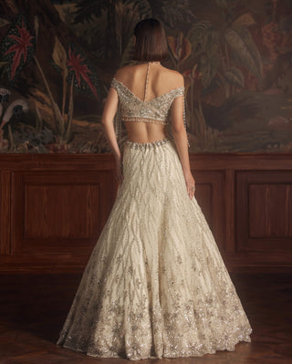 Roqa Rigel Ivory Embroidered Lehenga Set available on indiaspopup