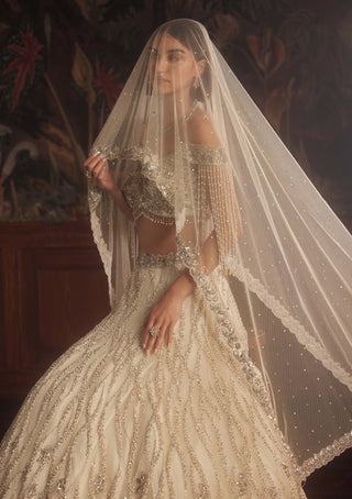 Roqa Rigel Ivory Embroidered Lehenga Set available on indiaspopup