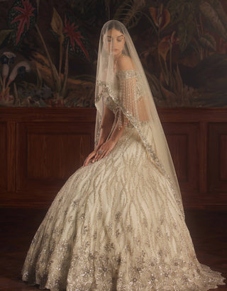 Roqa Rigel Ivory Embroidered Lehenga Set available on indiaspopup