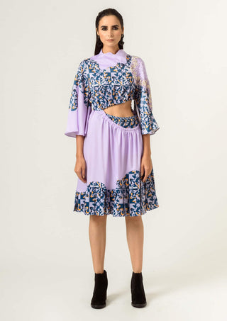 Siddhant Aggarwal-Rage Print Waist Cut Out Dress-INDIASPOPUP.COM