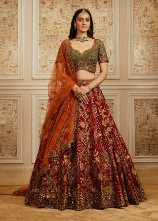 Rawdah red lehenga set