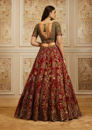 Rawdah red lehenga set