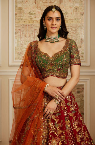 Rawdah red lehenga set