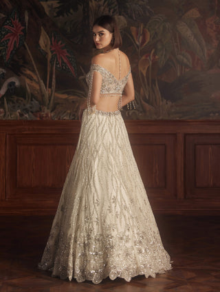 Roqa Rigel Ivory Embroidered Lehenga Set available on indiaspopup