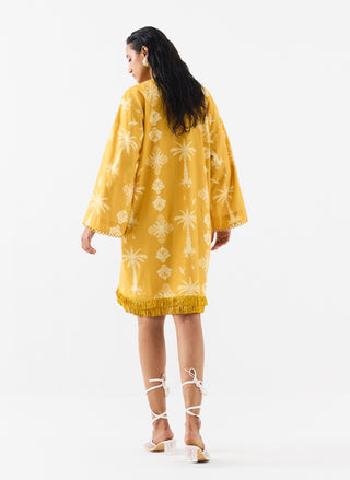 Cabana Yellow Pam Bell Sleeves Dress by Studio Rigu available on Indiaspopup.com