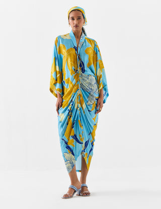 White Rose Blue Kaftan by Studio Rigu available on Indiaspopup.com