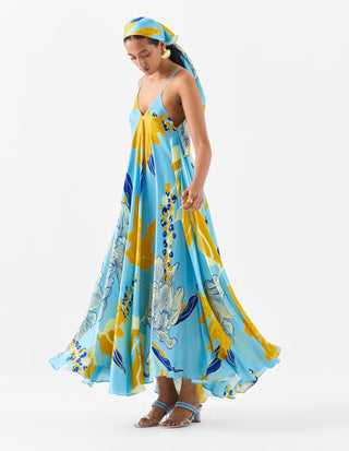 White Rose Blue Strappy Dress by Studio Rigu available on Indiaspopup.com