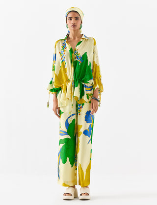 Yellow Rose Drawstring Shirt And Trousers by Studio Rigu available on Indiaspopup.com
