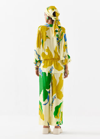 Yellow Rose Drawstring Shirt And Trousers by Studio Rigu available on Indiaspopup.com