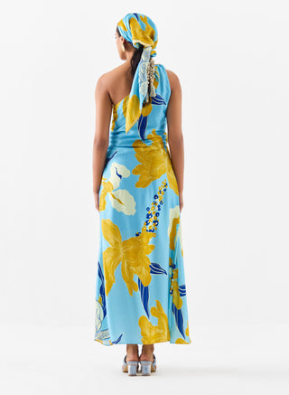 Blue Rose One-Shoulder Dress by Studio Rigu available on Indiaspopup.com