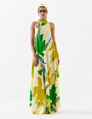 Yellow Rose Halter Dress by Studio Rigu available on Indiaspopup.com