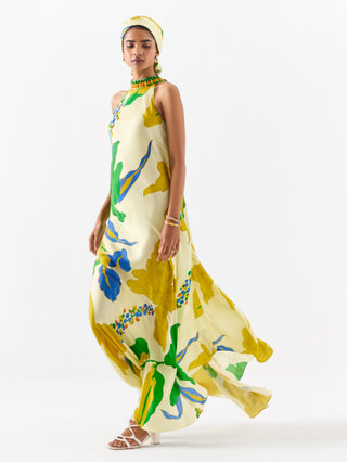 Yellow Rose Halter Dress by Studio Rigu available on Indiaspopup.com