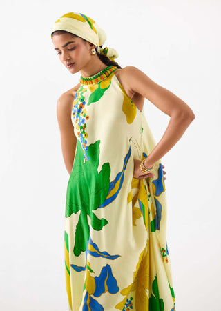 Yellow Rose Halter Dress by Studio Rigu available on Indiaspopup.com