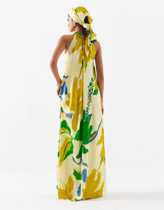 Yellow Rose Halter Dress by Studio Rigu available on Indiaspopup.com