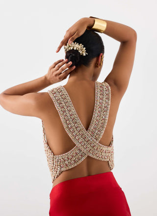 Copacabanna Beige Blouse And Skirt by Studio Rigu available on Indiaspopup.com