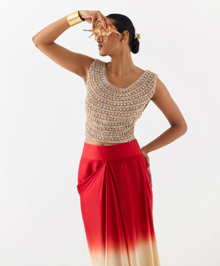 Copacabanna Beige Blouse And Skirt by Studio Rigu available on Indiaspopup.com