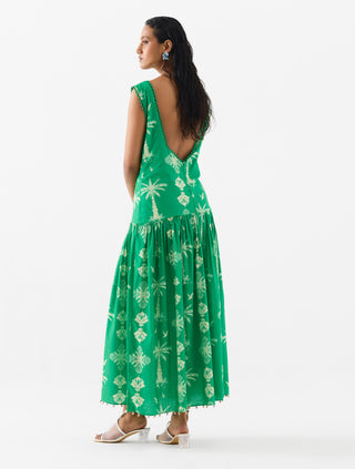 Sago Palm Green Long Dress by Studio Rigu available on Indiaspopup.com