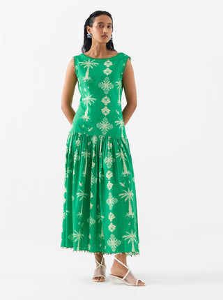 Sago Palm Green Long Dress by Studio Rigu available on Indiaspopup.com