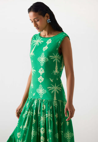 Sago Palm Green Long Dress by Studio Rigu available on Indiaspopup.com