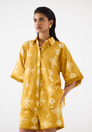 Cabana Yellow Shirt And Shorts by Studio Rigu available on Indiaspopup.com
