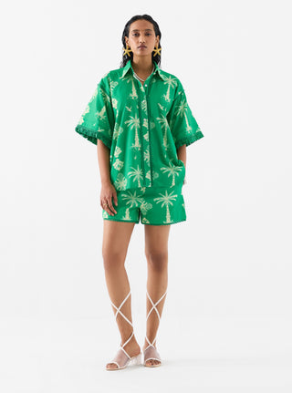 Sago Palm Green Shirt And Shorts by Studio Rigu available on Indiaspopup.com