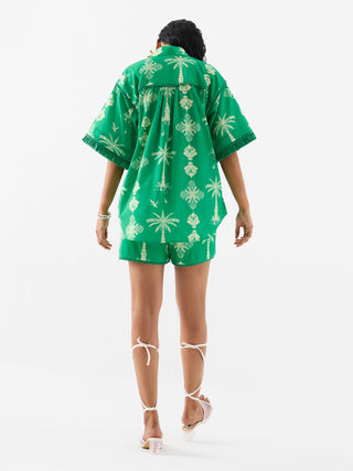 Sago Palm Green Shirt And Shorts by Studio Rigu available on Indiaspopup.com
