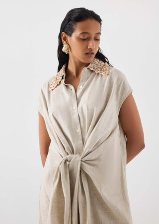Palm Island Knot Linen Dress by Studio Rigu available on Indiaspopup.com