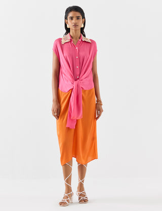 Martini Pink Orange Knot Dress by Studio Rigu available on Indiaspopup.com