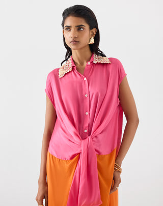 Martini Pink Orange Knot Dress by Studio Rigu available on Indiaspopup.com