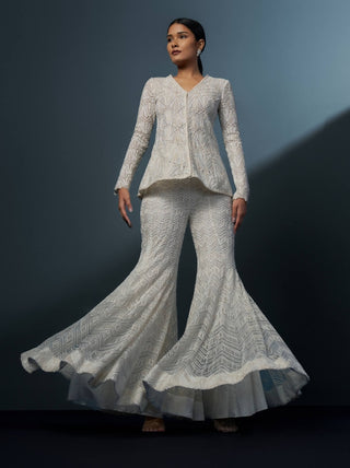 Aethra ivory pattern kurta and sharara set