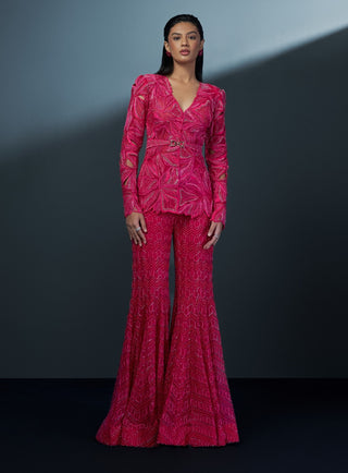 Araluen fuchsia floral kurta and sharara set