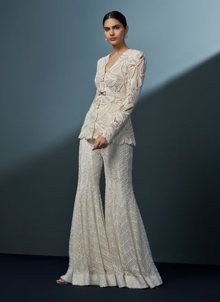 Araluen ivory floral kurta and sharara set